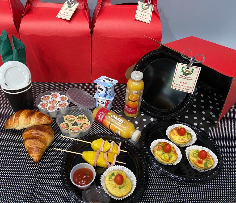 Example of A Breakfast Hamper with Freshly Baked Croissants and Mini Omelettes
